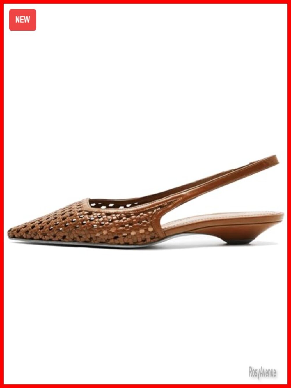 Woven Slingback Heels Pointed Toe Low Kitten Heel Dress Pumps